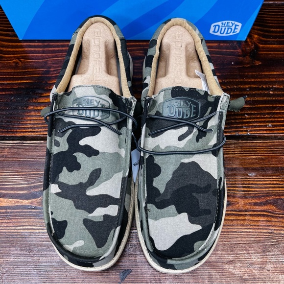 NIB Hey Dude Wally Camouflage Army Camo Slip On Shoes - Picture 6 of 9